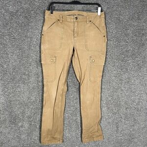 Duluth Trading Co Cargo Pants Womens 8x33 Brown Curvesetter Waistband Stretch